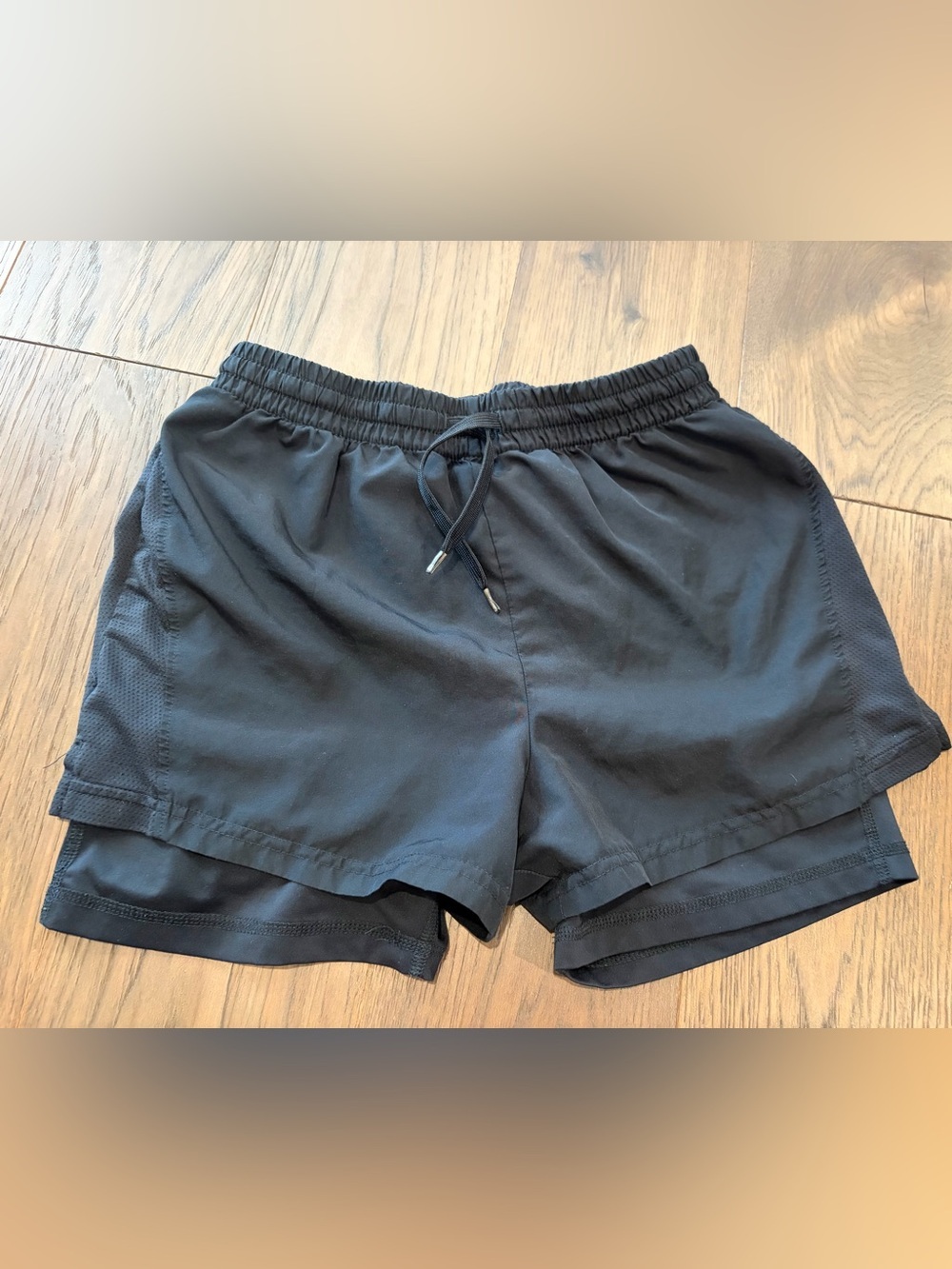 Ideology Girls Black 2-in-1 Athletic Running Shorts Size Large
